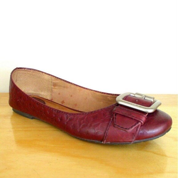 Fossil Maddox Flats Cordovan Red Tooled Leather - Picture 2 of 7